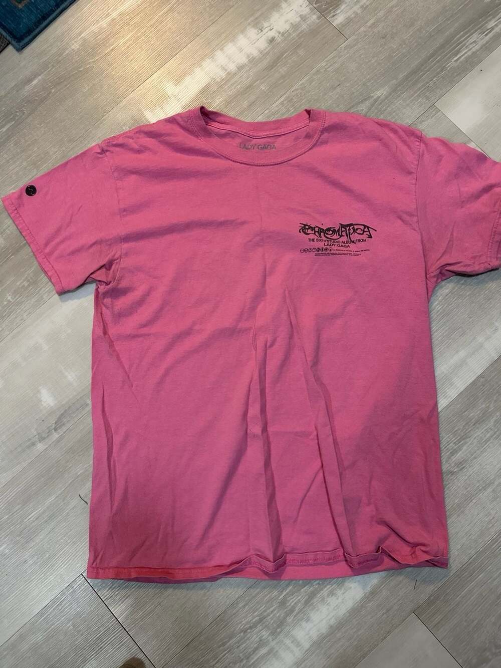 Lady Gaga Chromatica Album Tracklist Pink T-Shirt Size L